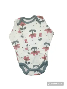 Pink   Green Flowers Long Sleeve Romper