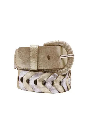 Plaited Jeans Belt Metallic Silver & Light Gold