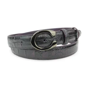Plum Metallic Croc Narrow Flattened C Belt