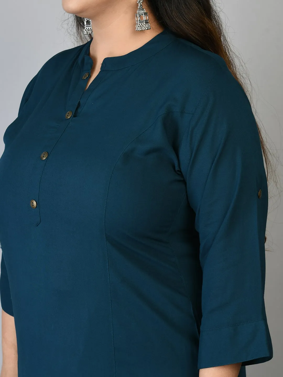 Plus Size Plus Size Solid Teal Kurta