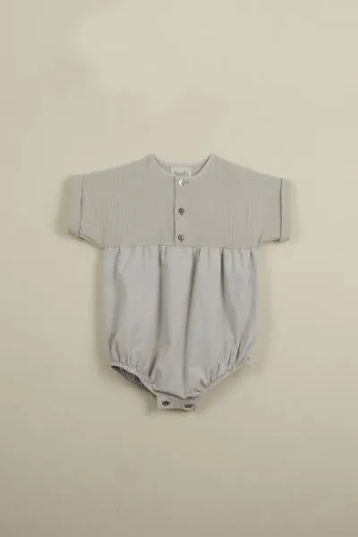 Popelin Beige Short Sleeve Romper