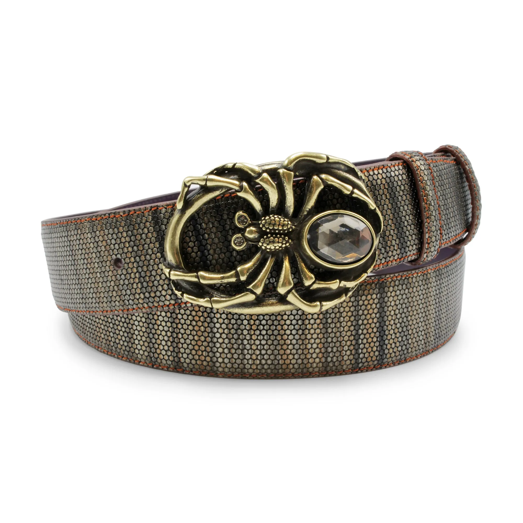 Pumpkin Metallic Honeycomb Crystal Spider Belt
