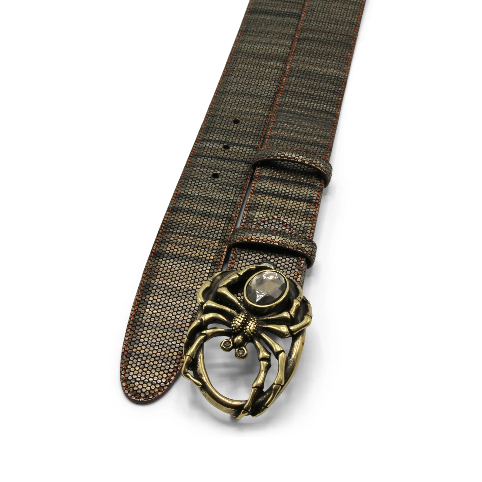 Pumpkin Metallic Honeycomb Crystal Spider Belt