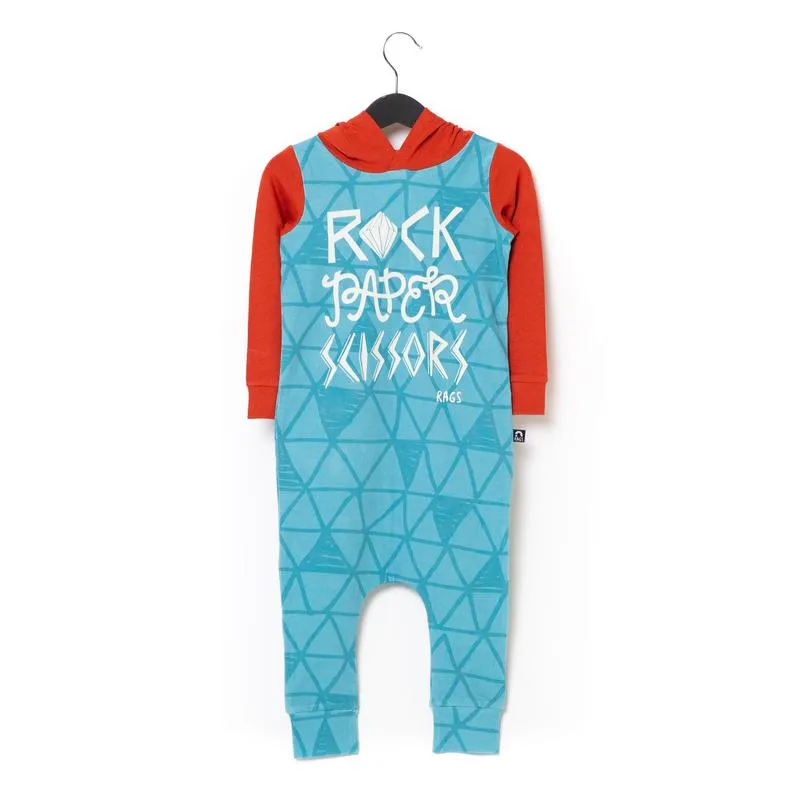 Rags Hooded Rag Romper - Rock Paper Scissors