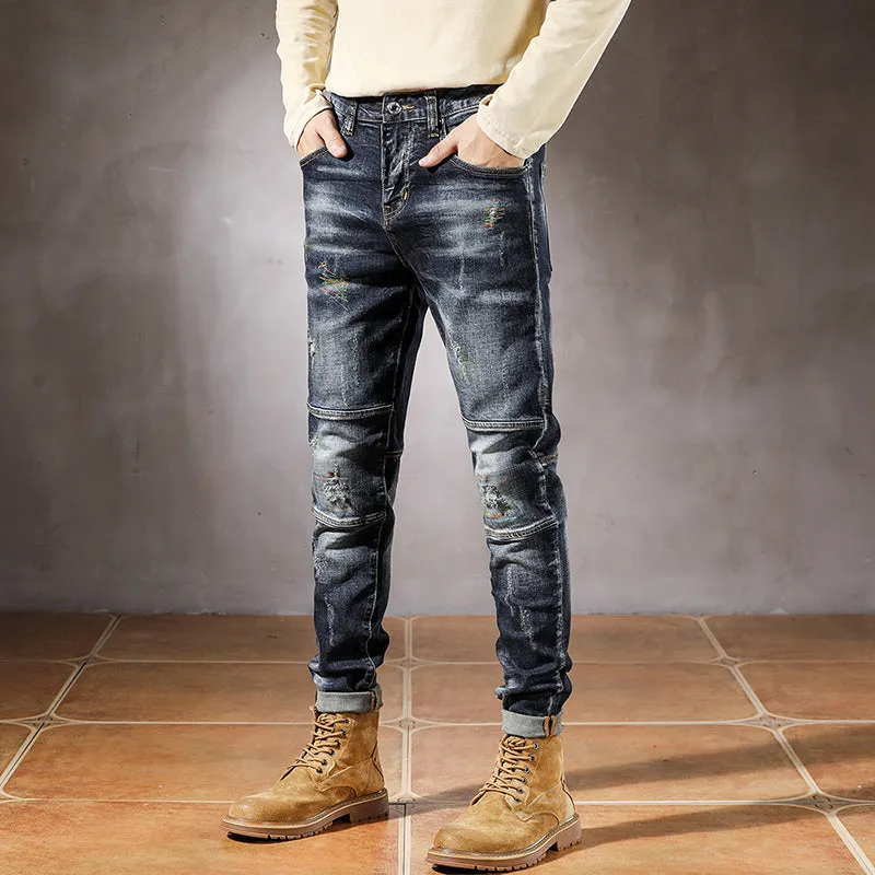 Rainbow Stitching Patchwork Loose Jeans