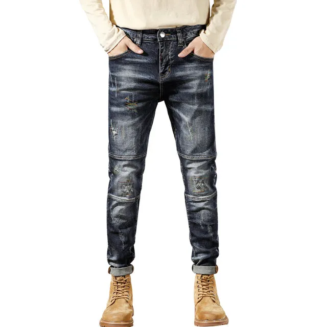 Rainbow Stitching Patchwork Loose Jeans