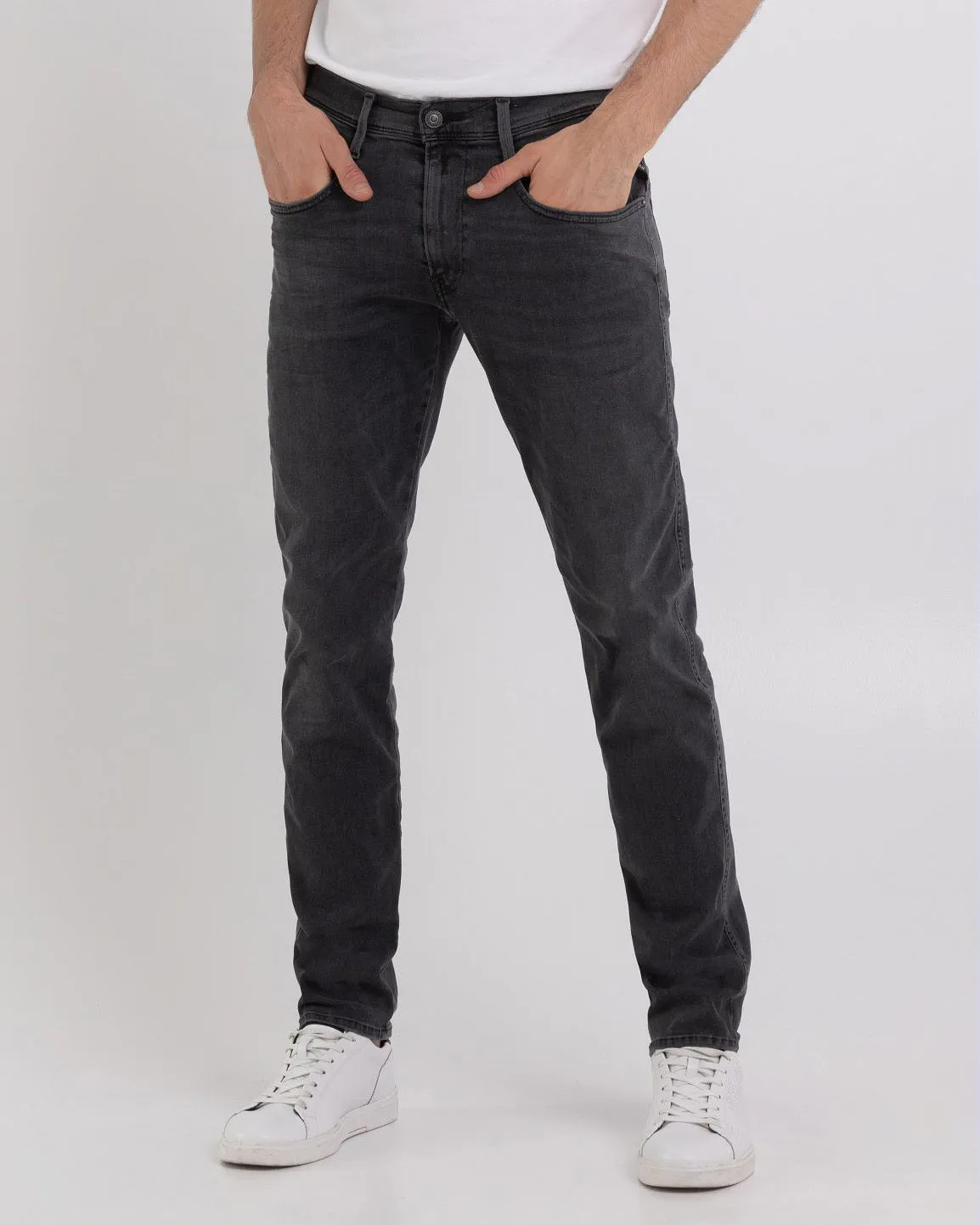 Replay Anbass Slim Fit Hyperflex Re-Used Mens Jeans - Dark Grey Wash