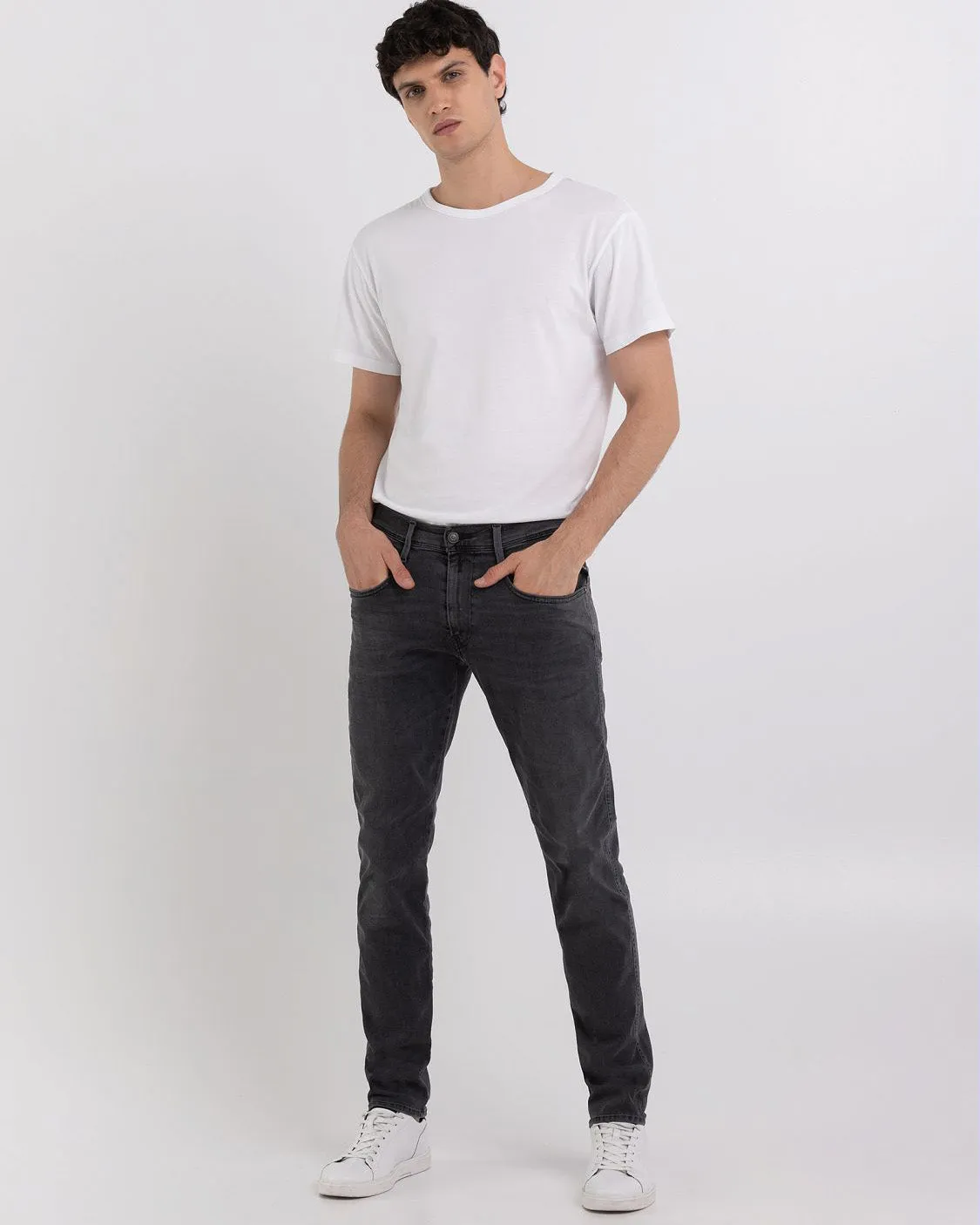 Replay Anbass Slim Fit Hyperflex Re-Used Mens Jeans - Dark Grey Wash