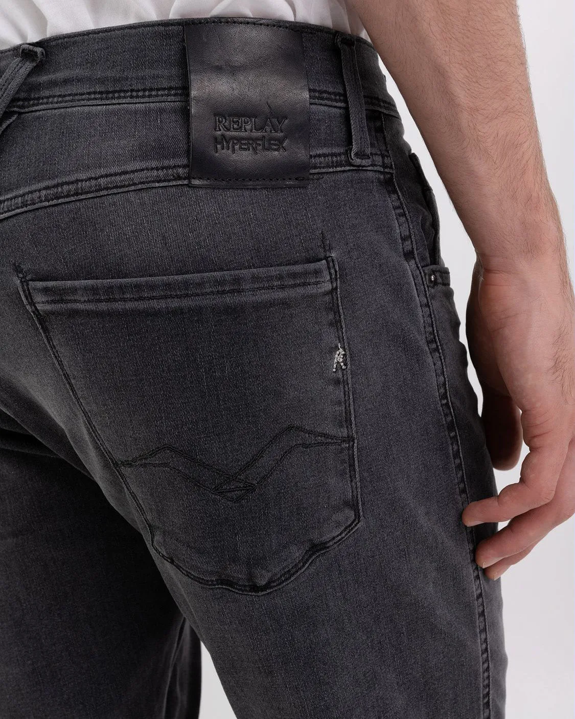 Replay Anbass Slim Fit Hyperflex Re-Used Mens Jeans - Dark Grey Wash