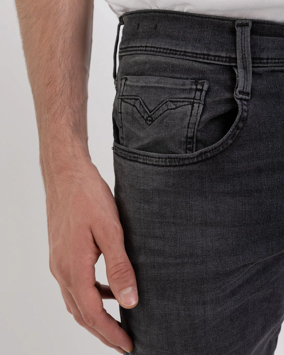 Replay Anbass Slim Fit Hyperflex Re-Used Mens Jeans - Dark Grey Wash