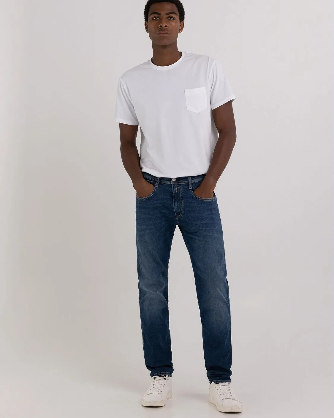 Replay Anbass Slim Fit Hyperflex Re-Used Mens Jeans - Dark Wash
