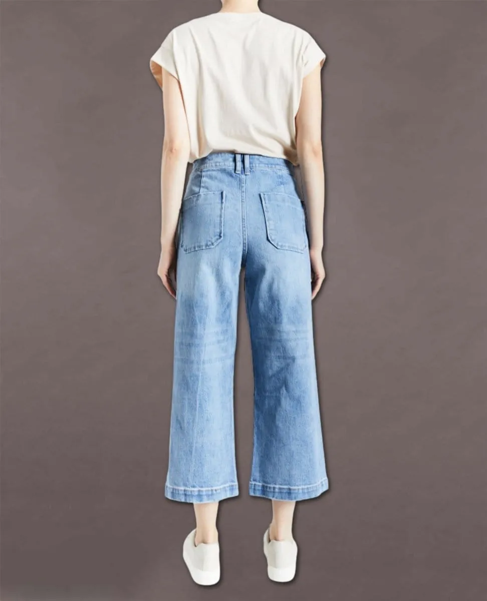 Sailor Wide Leg Crop Jean Medium Wash