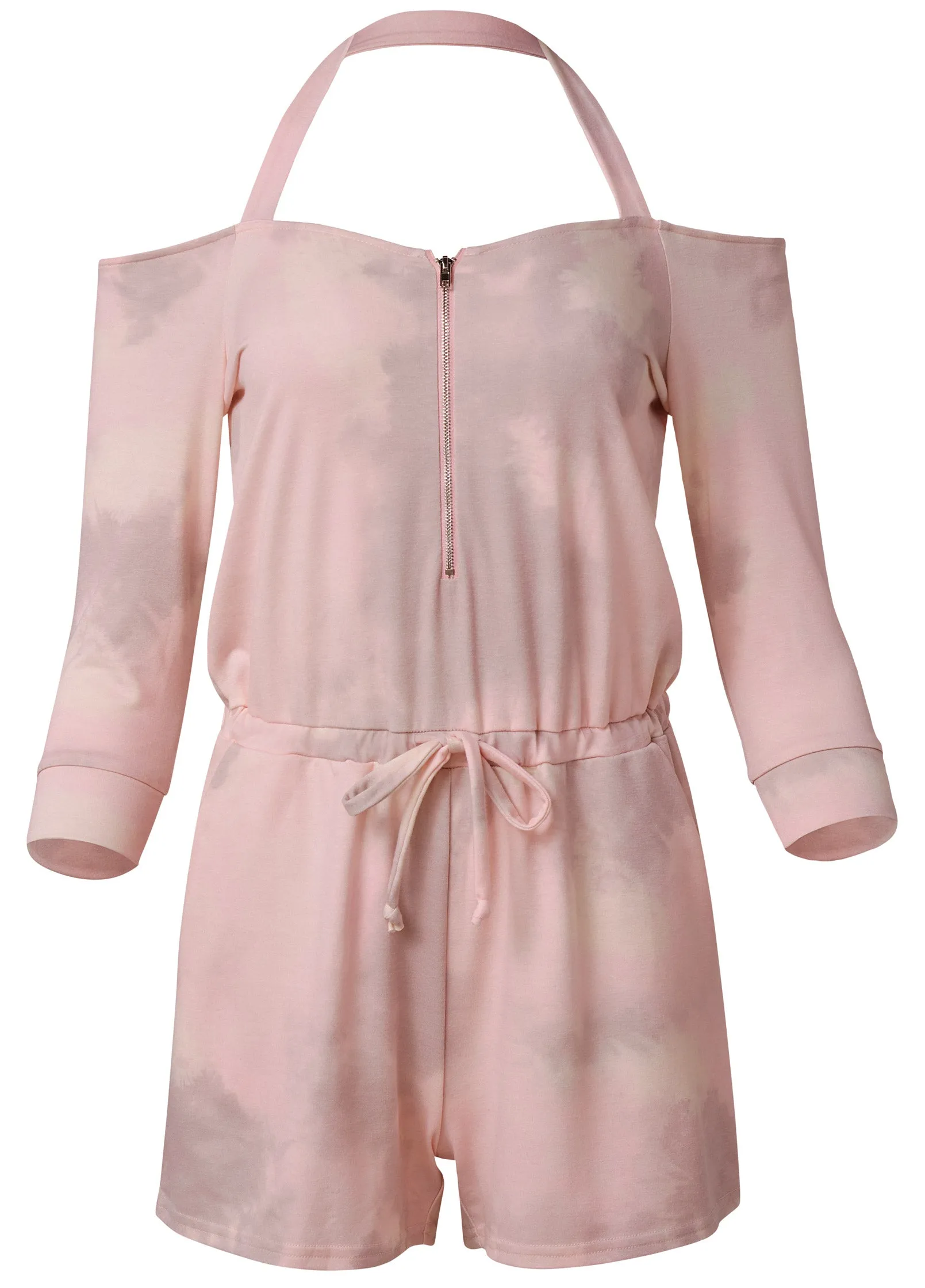 Sand Dune Tie-Dye Halter Romper - Blush Multi