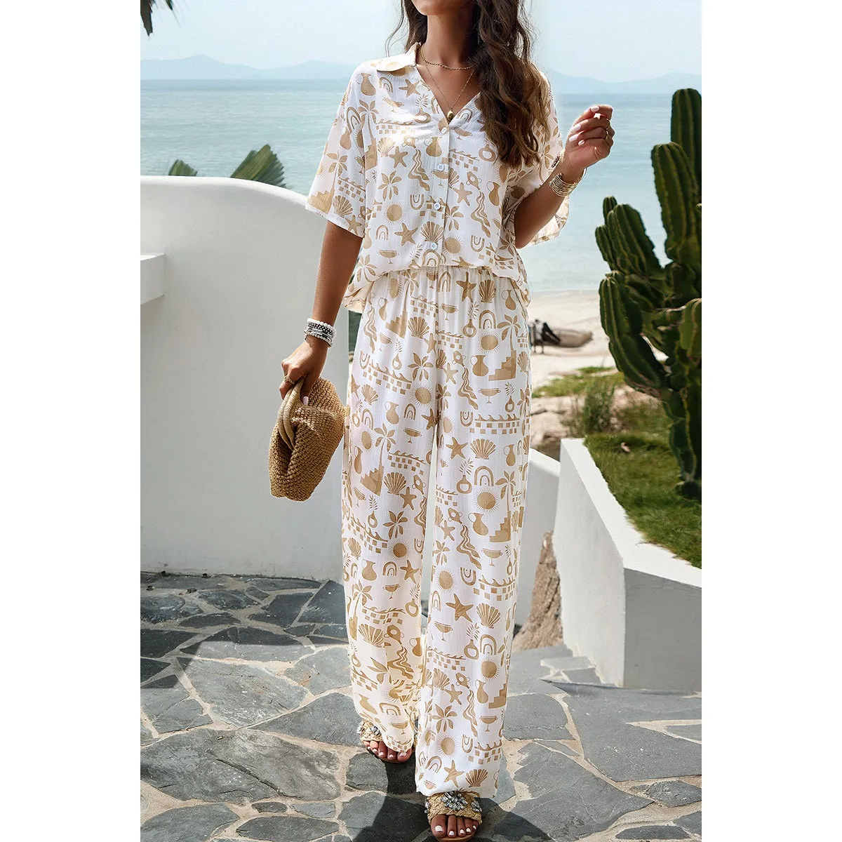 Sea shells Shirt - Beige/White