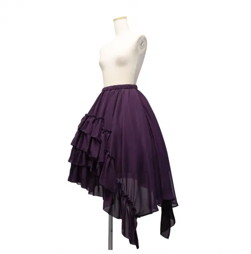 【Sheglit】シェグリット　アシンメトリーフリルスカート　パープル