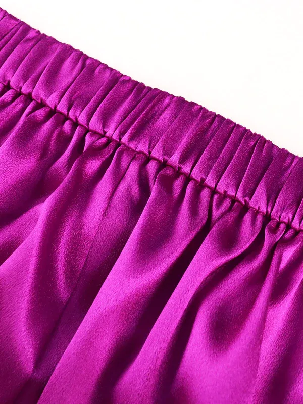 Shiny Backless Big Bow Wide Leg Pants Two Pieces Set Women