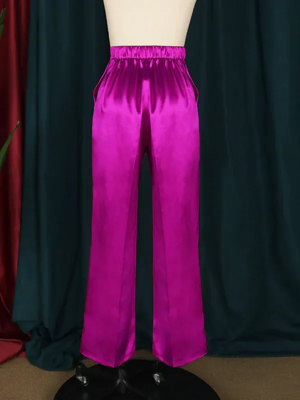 Shiny Backless Big Bow Wide Leg Pants Two Pieces Set Women