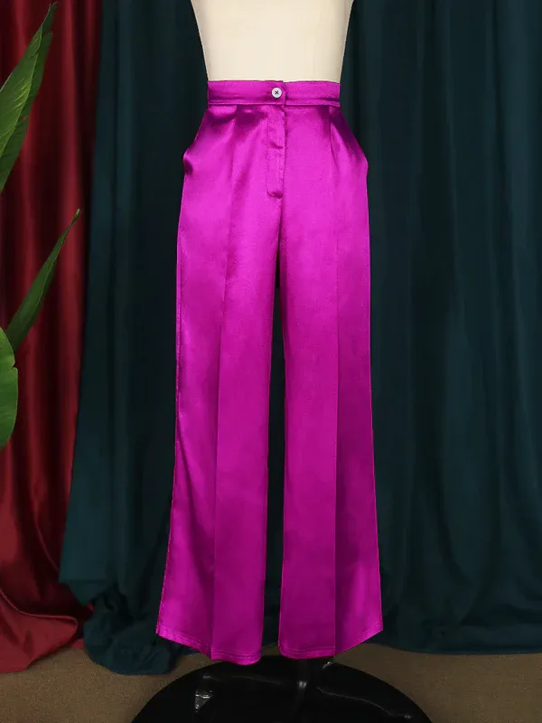 Shiny Backless Big Bow Wide Leg Pants Two Pieces Set Women