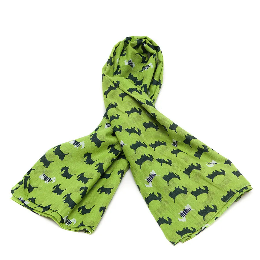 Shruti Green Cotton Scottie Scarf