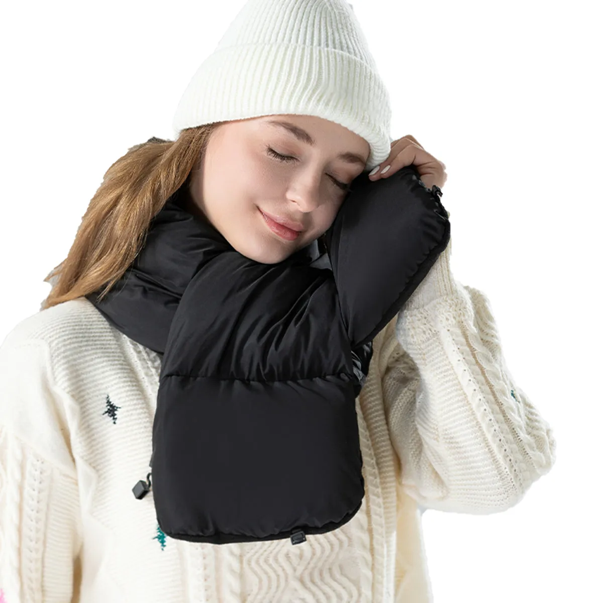 Sidiou Group Foam Cotton Thermal Scarves Winter Warm 3 Gear Smart Heating Scarf For Women Men Soft Lightweight Rechargeable Neck Warmer