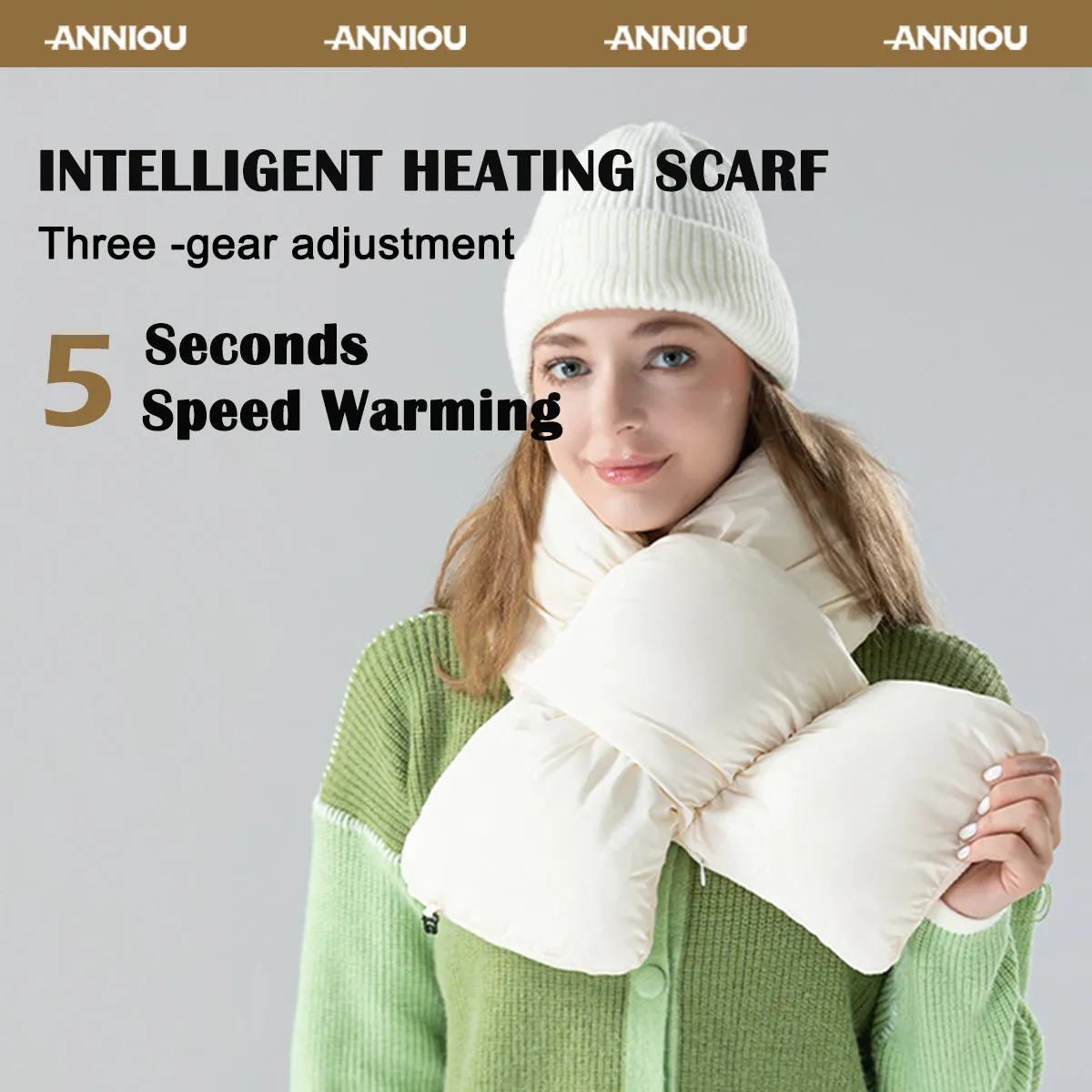 Sidiou Group Foam Cotton Thermal Scarves Winter Warm 3 Gear Smart Heating Scarf For Women Men Soft Lightweight Rechargeable Neck Warmer