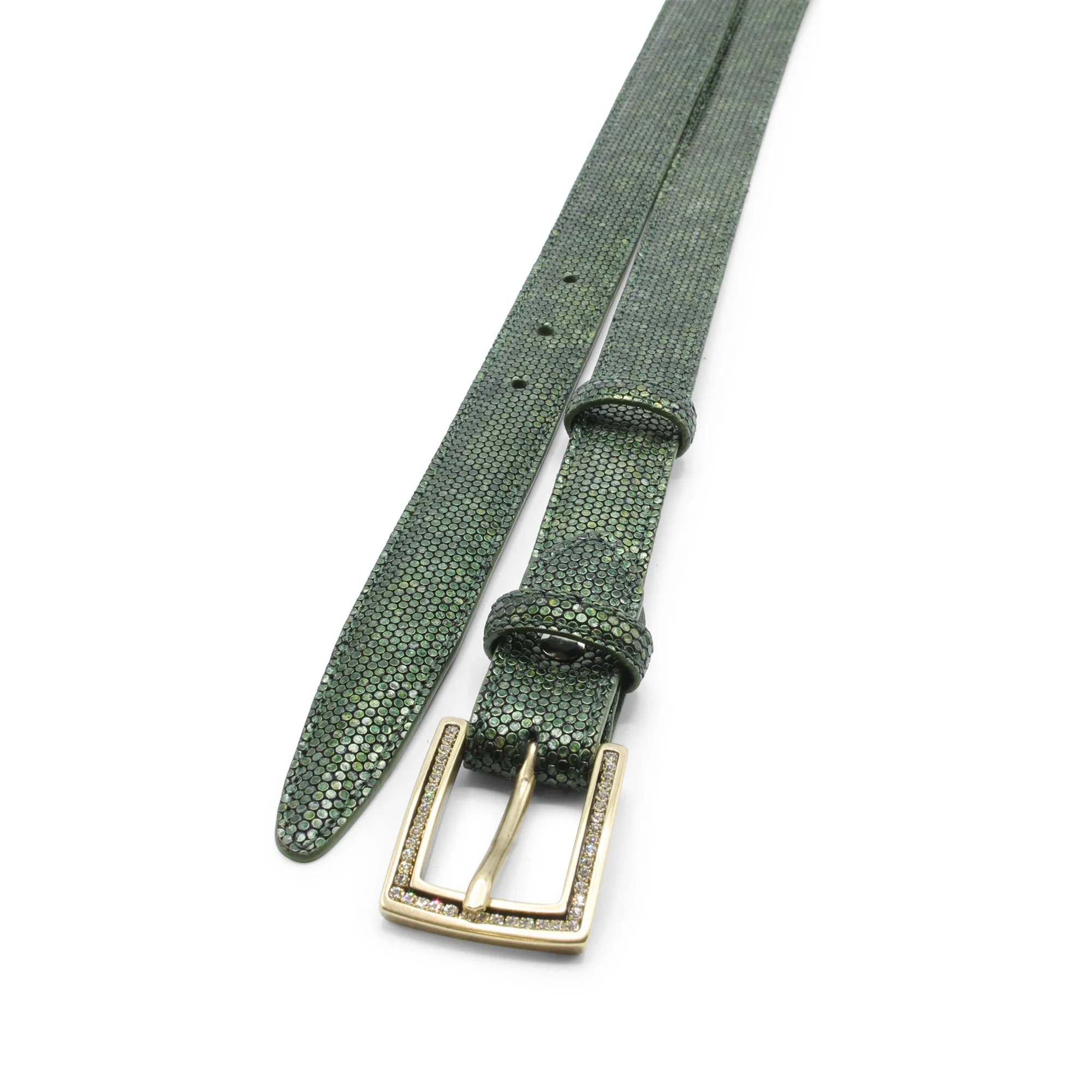 Skinny Seaweed Metallic Ronde Crystal Belt