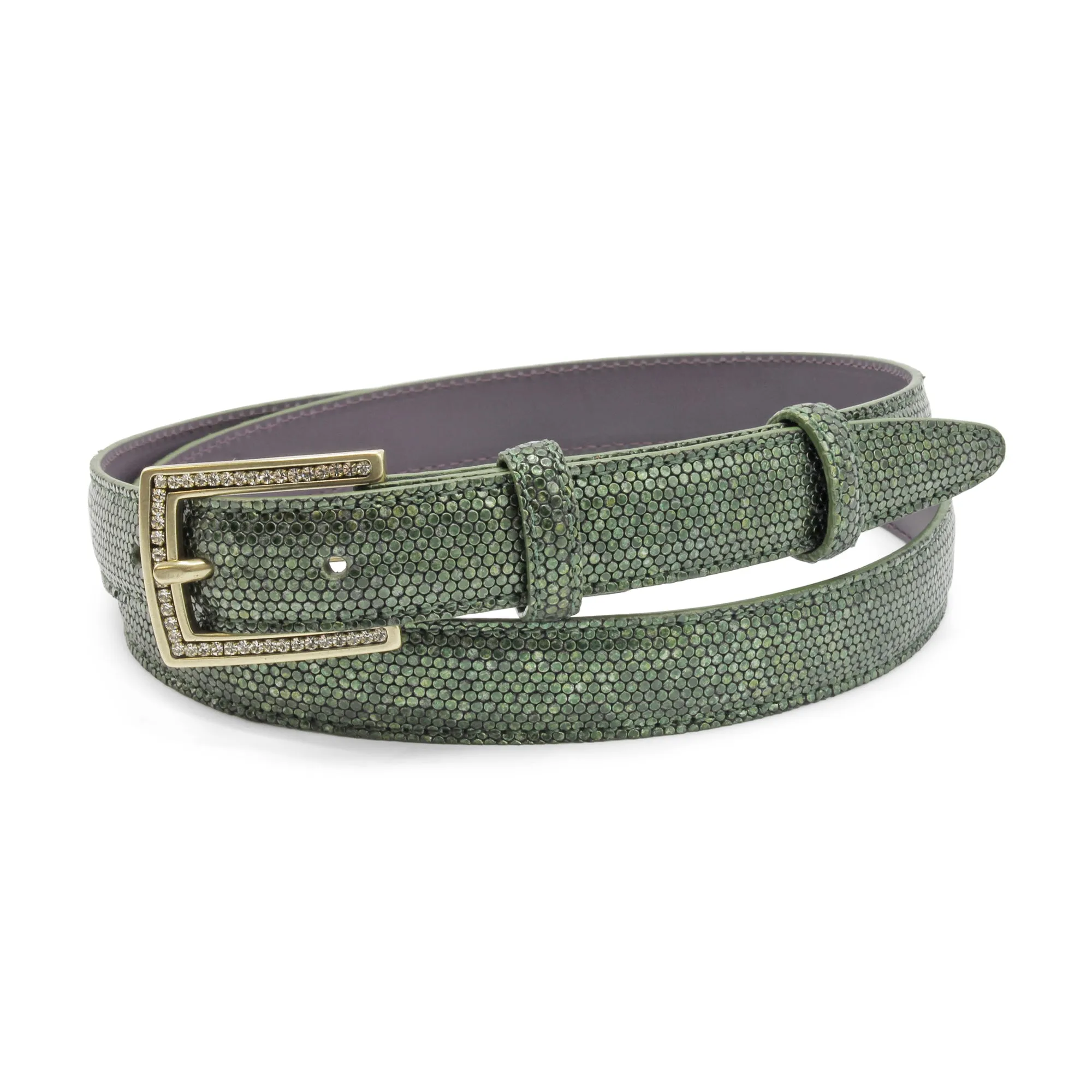 Skinny Seaweed Metallic Ronde Crystal Belt