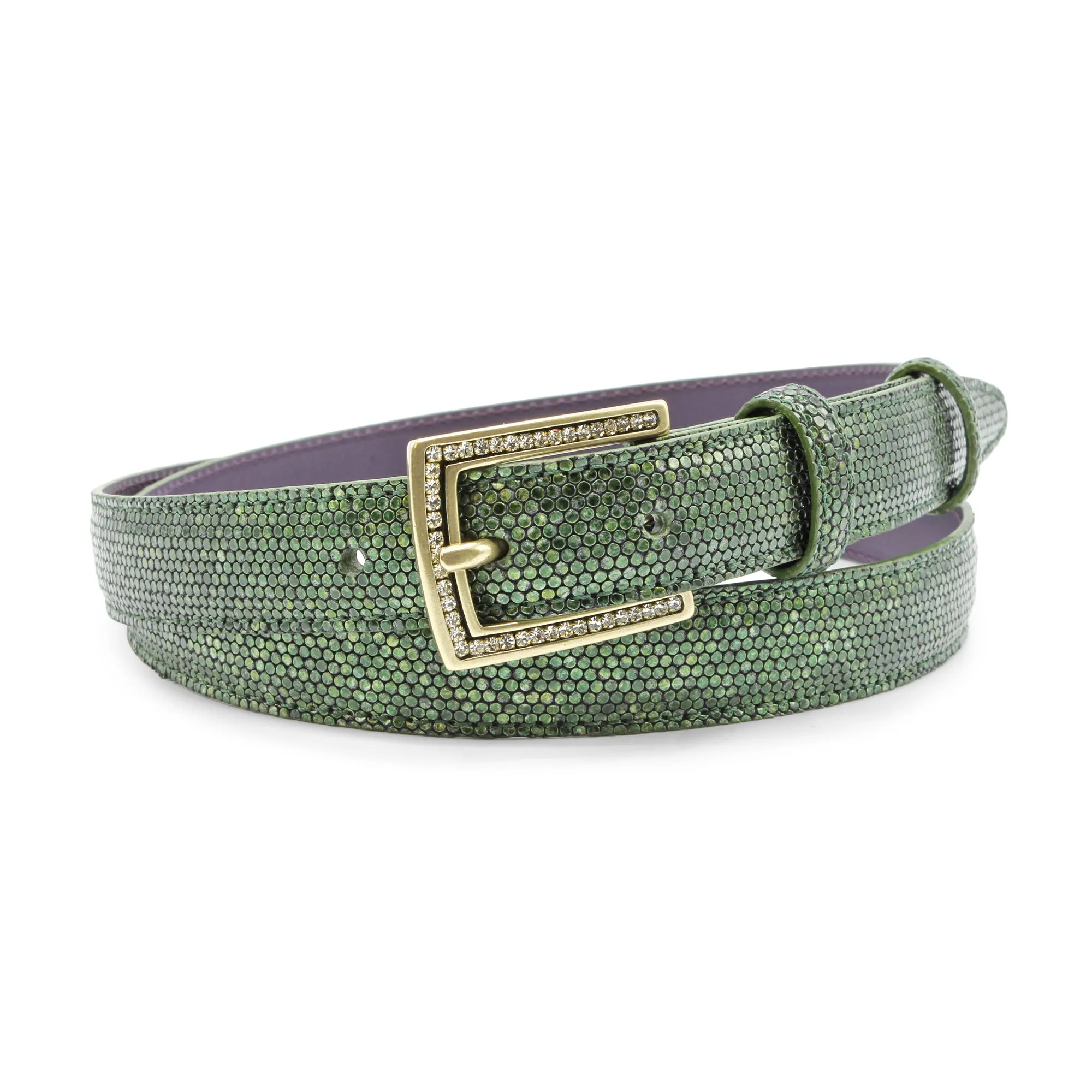 Skinny Seaweed Metallic Ronde Crystal Belt