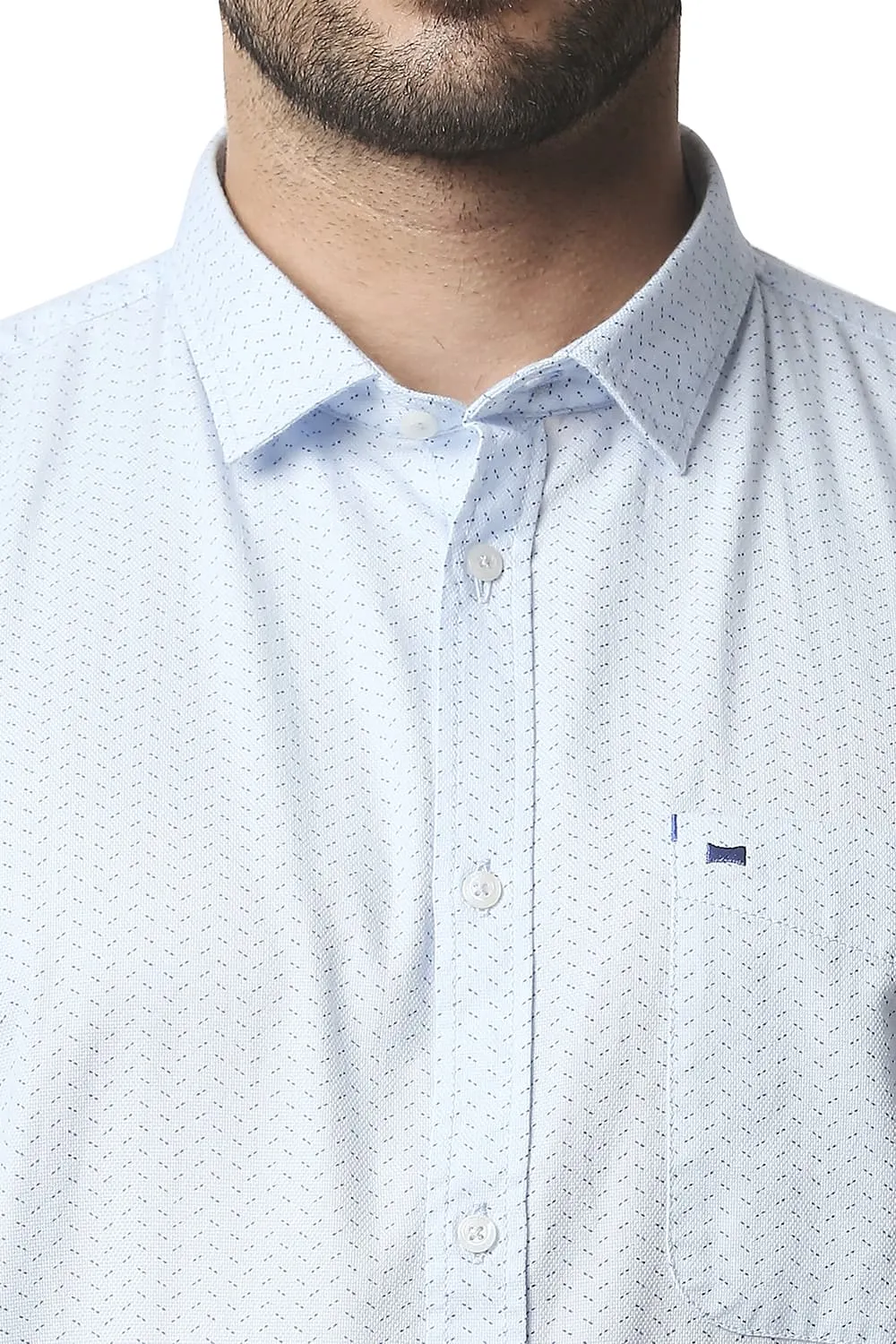 Slim Fit Dobby Printed Halfsleeves Shirt