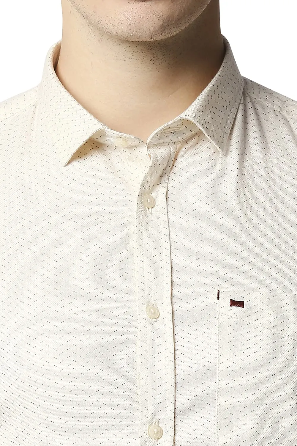 Slim Fit Dobby Printed Halfsleeves Shirt
