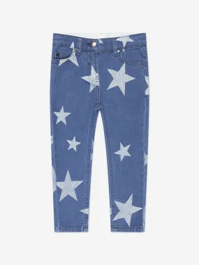 Stella McCartney Girls Star Print Slim Fit Jeans in Blue