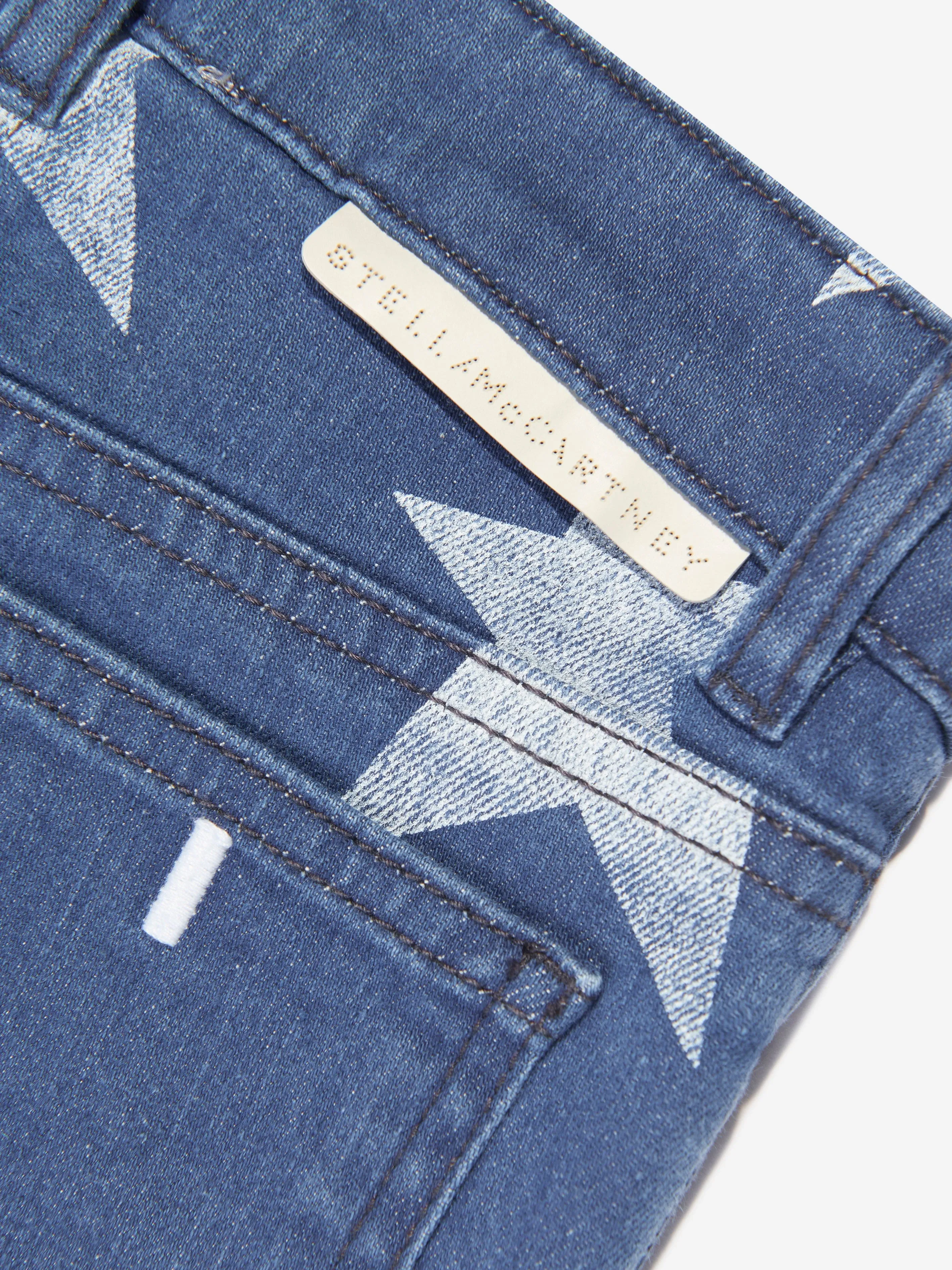 Stella McCartney Girls Star Print Slim Fit Jeans in Blue