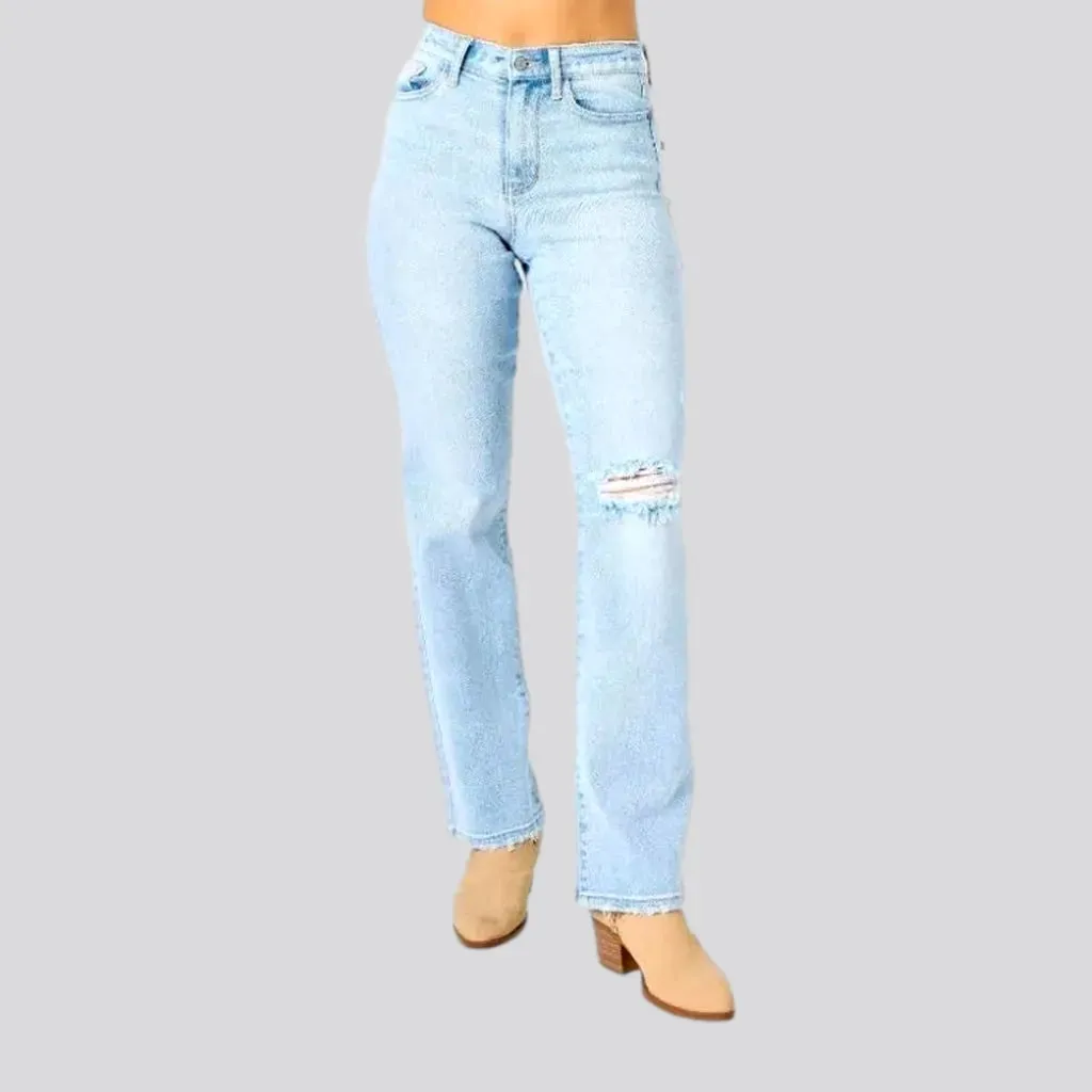 Straight distressed jeans
 for ladies
