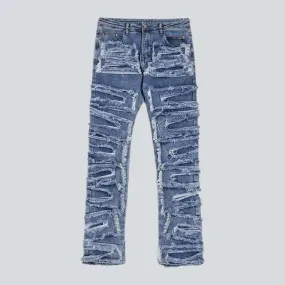 Straight men's patchwork jeans