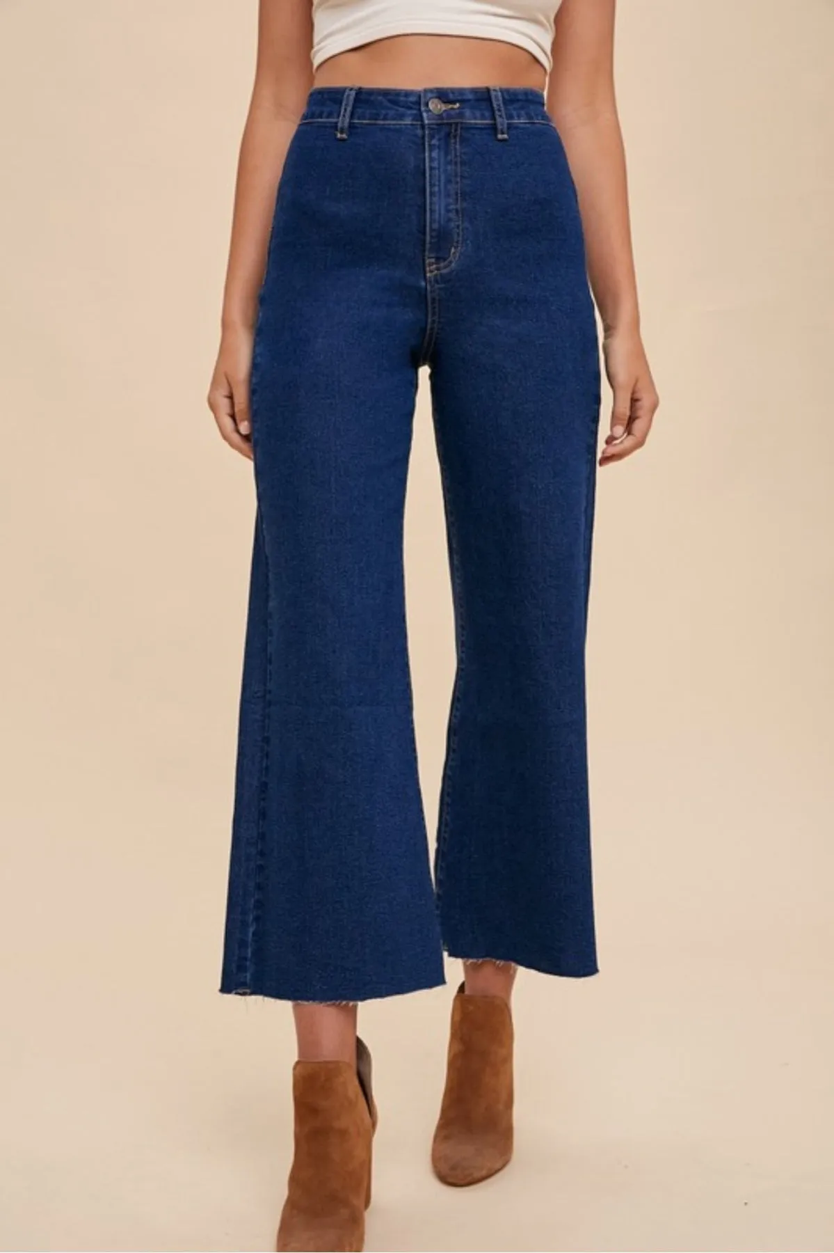 Stretch Wide Leg Cropped Jeans