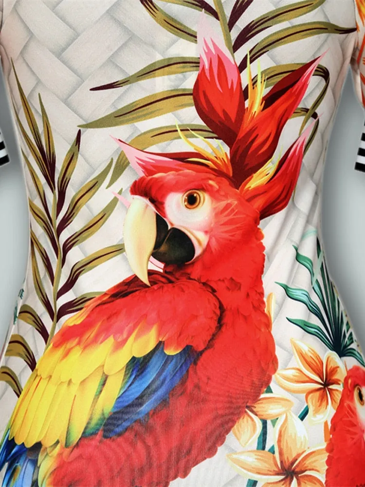 Summer Women Elegant Slim Fit Print Bodycon Party Casual Dress