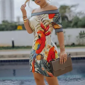 Summer Women Elegant Slim Fit Print Bodycon Party Casual Dress
