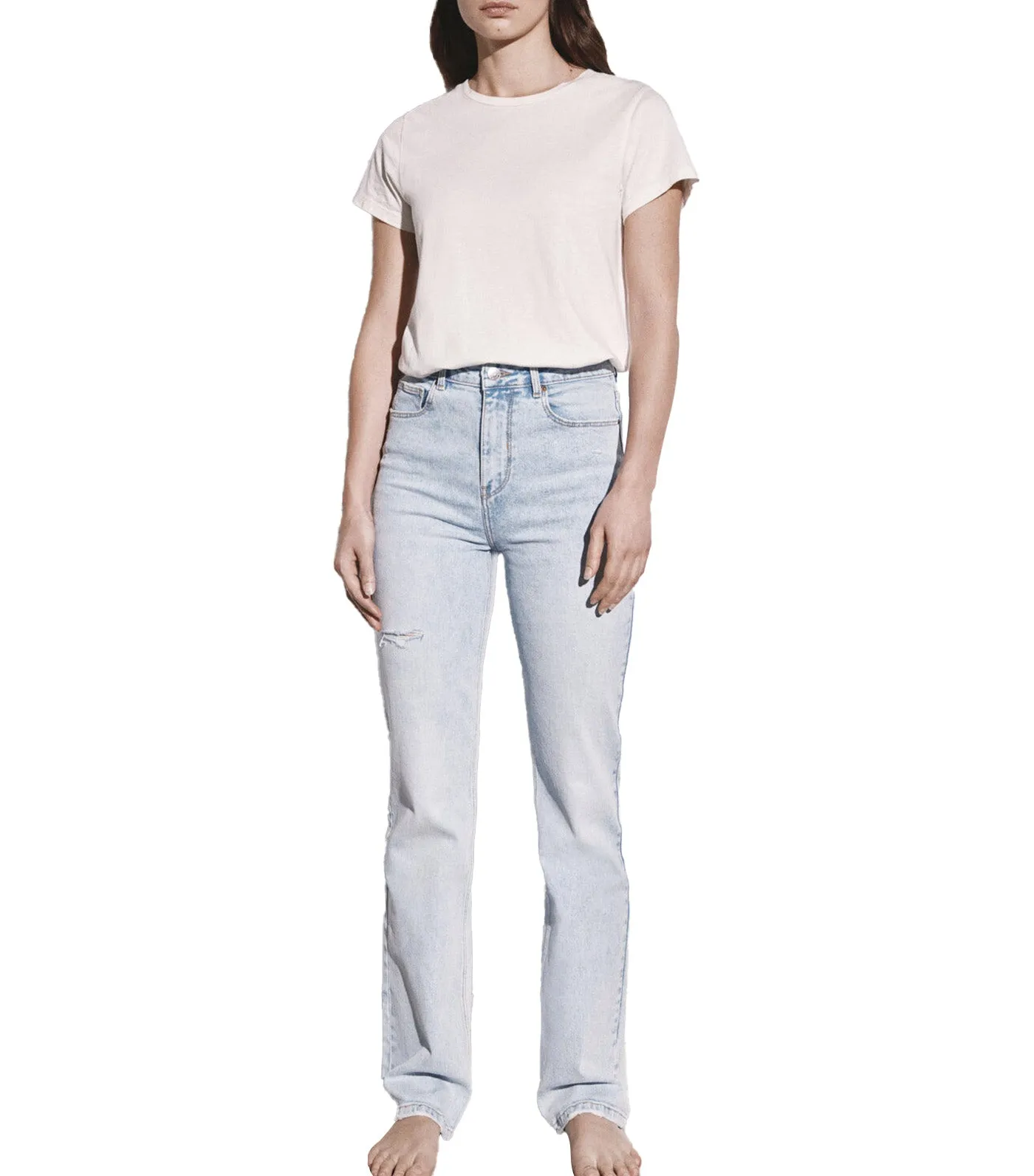 Sustainable Washed Straight Jeans Blue