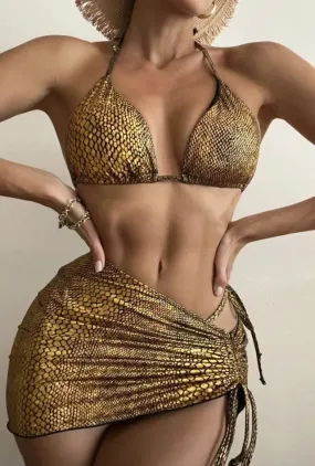 Swim In Metallic Bikini Set