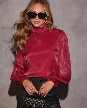 Take Stride Mockneck Satin Blouse