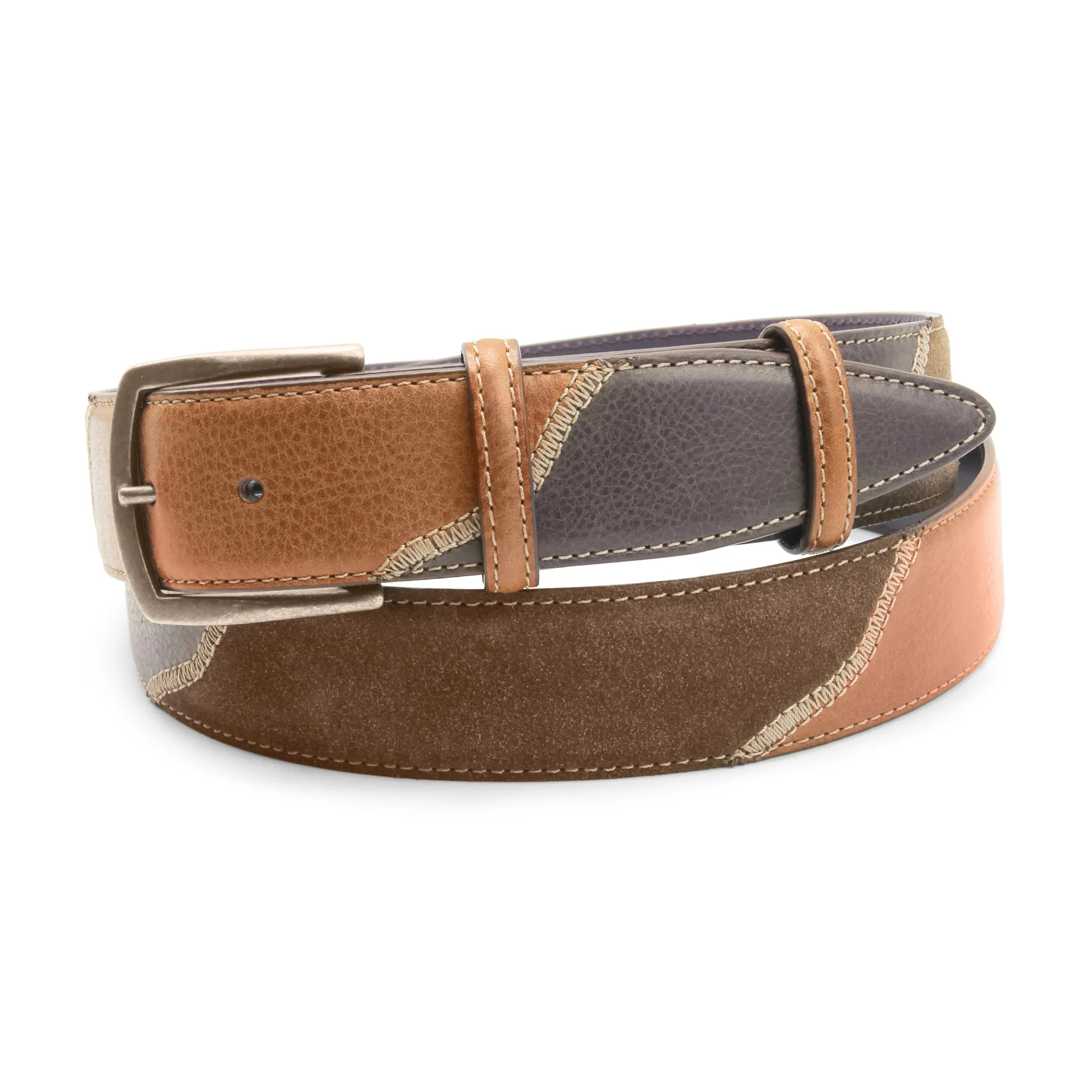 Tan/Choc Mix Greystoke Triple Antique Prong Belt