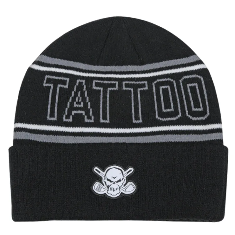 Tattoo Golf: Men's Cuffed "Tattoo" Knit Beanie - Black