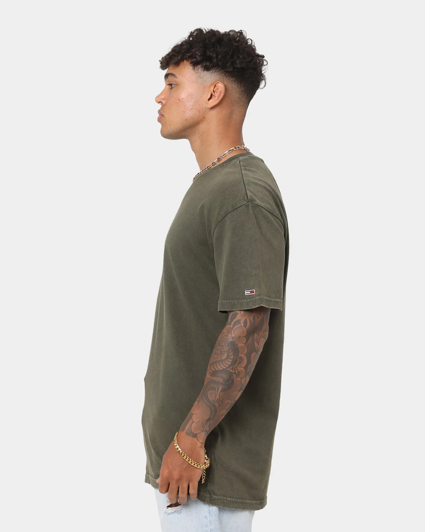 Tommy Jeans Metallic Linear T-Shirt Dark Olive