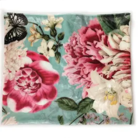 Turquoise Floral, Versatile Scarf, Headband, HatBand, Neck Warmer, Ladies Scarf, Velour Scarf, Designer Gaiter,Velour/Silky Soft Knit
