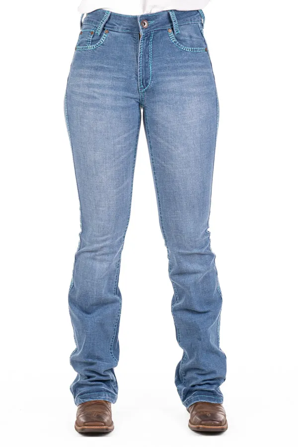 Ultra High Rise - SR2193 "Florence" Turquoise Stitch Jeans