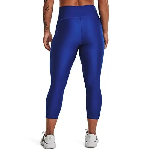 Under Armour Women's HeatGear Armour High No-Slip Waistband Pocketed Capri , Royal (400)/Sea Mist