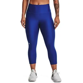 Under Armour Women's HeatGear Armour High No-Slip Waistband Pocketed Capri , Royal (400)/Sea Mist