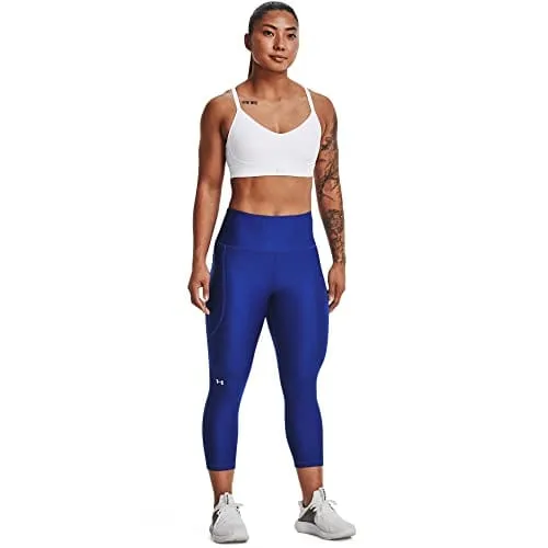 Under Armour Women's HeatGear Armour High No-Slip Waistband Pocketed Capri , Royal (400)/Sea Mist