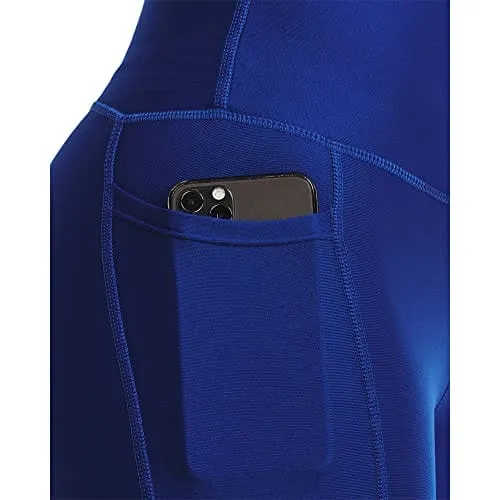 Under Armour Women's HeatGear Armour High No-Slip Waistband Pocketed Capri , Royal (400)/Sea Mist