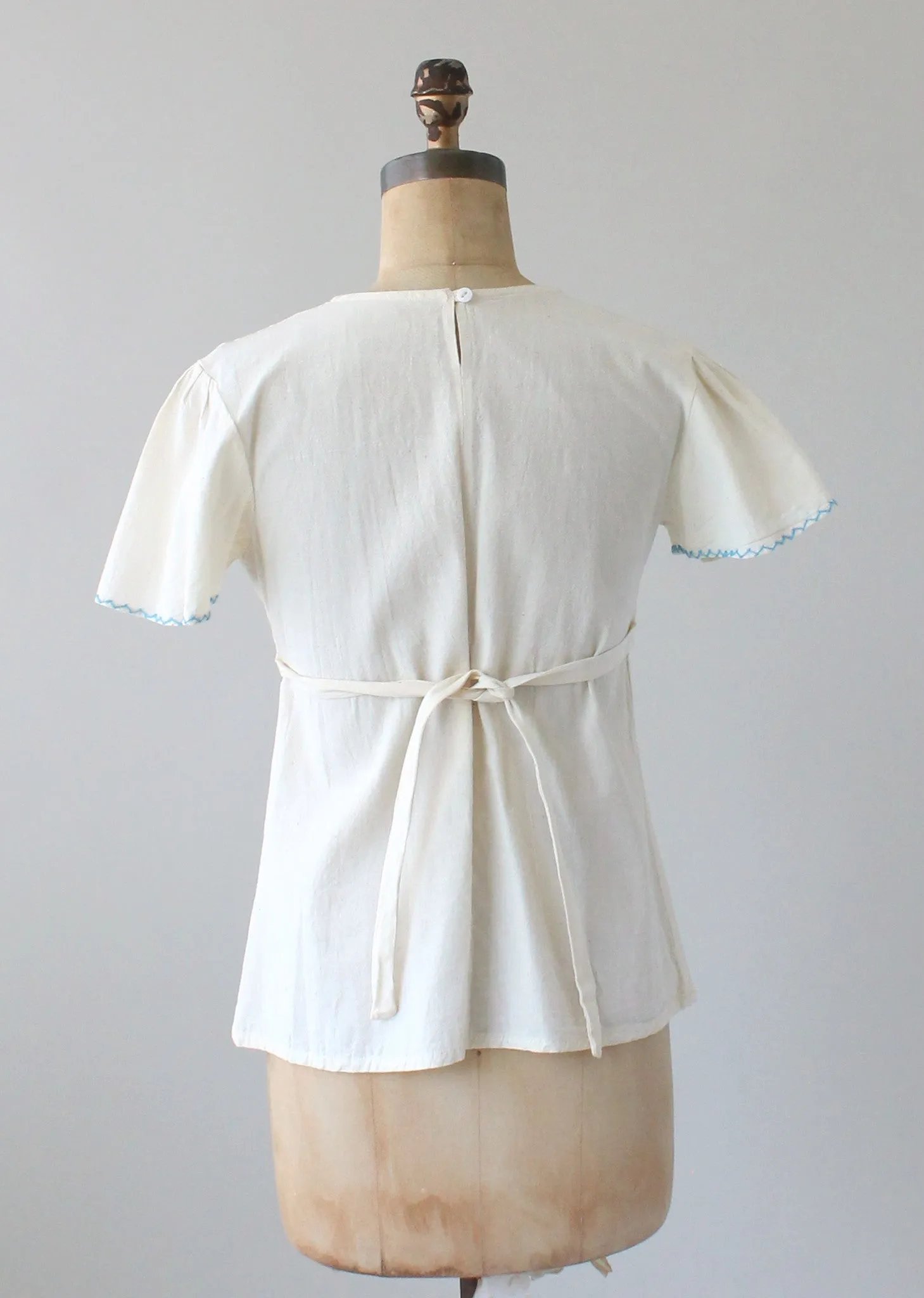 Vintage 1970s Embroidered Cotton Babydoll Shirt